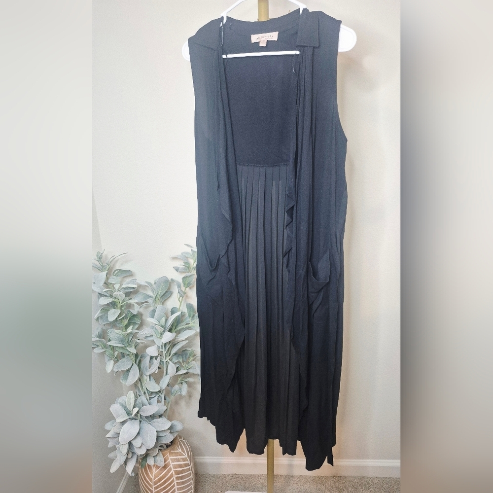 PHILOSOPHY Elegant Black Sleeveless Kimono OVERSIZED XS